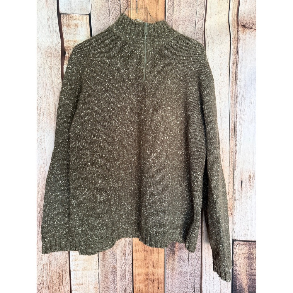J.Crew Marled‎ 1/4 Zip Sweater Wool Blend Chunky Knit Neutral Heritage Mens XL